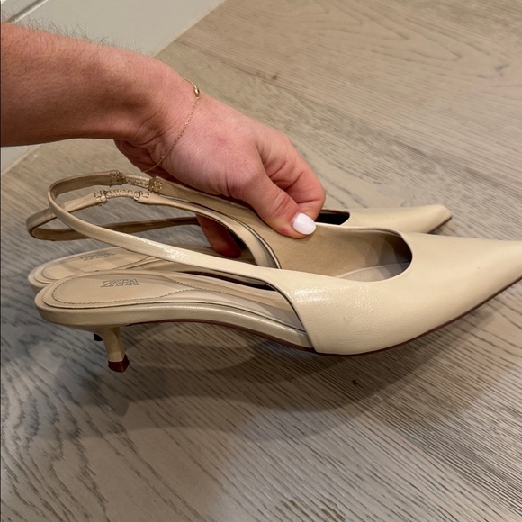 Zara Cream Slingback Heels - Picture 4 of 5